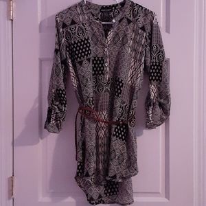 Long blouse with belt